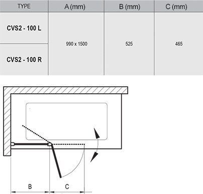 Штора для ванни CVS2-100 R Білий TRANSPARENT 7QRA0100Z1 фото