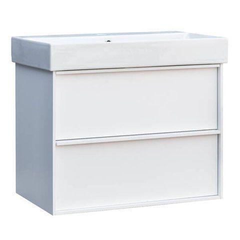 Тумба з раковиною Devit Quadra 083070WB, 70 см, біла матова 550479 фото