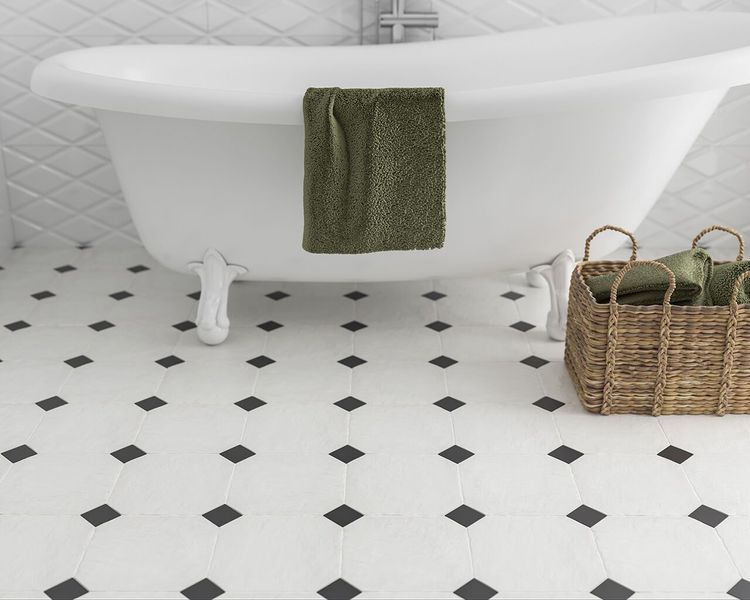 Плитка підлогова Modern Bianco Octagon SZKL STR код 6219 Ceramika Paradyz 198х198 мм LEO-RS--198X198-1-MODN.BIOKT2 фото